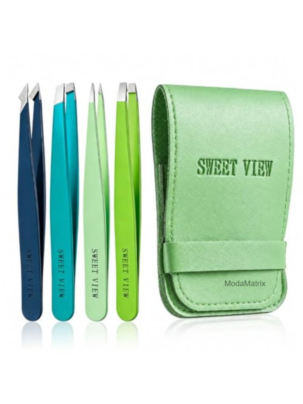 4-Pack Stainless Steel Tweezers Set Slant Flat Point Precision